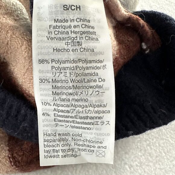 Madewell Sweater Merino Wool Alpaca Striped Small Evercrest Mock Neck Brown Y2K - Picture 9 of 10